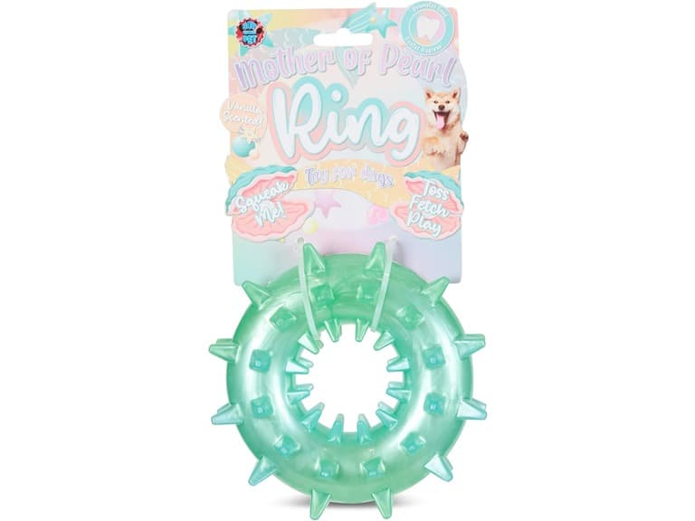 Bow-Wow Spiked Pearlescent Squeaky Dog Toy Ring - Image 1