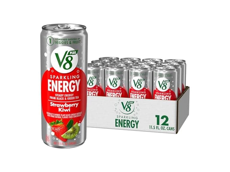 12PK V8 +SPARKLING ENERGY Strawberry Kiwi Energy Drink - Image 1