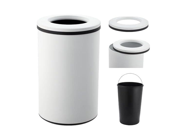 OUTLANE 10.6 Gal/40L Round Kitchen Trash Can White - Image 1