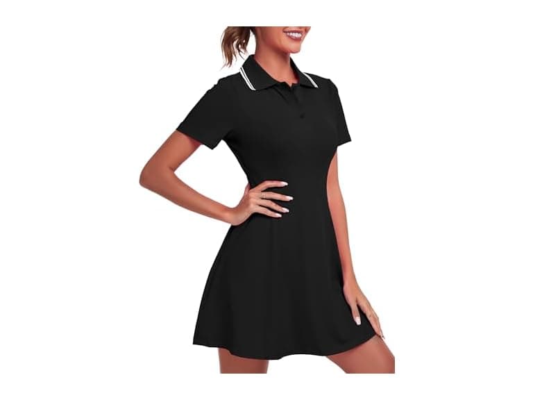 Fkeep Women Golf Dress Tennis Dresses (Black Dress - Image 1