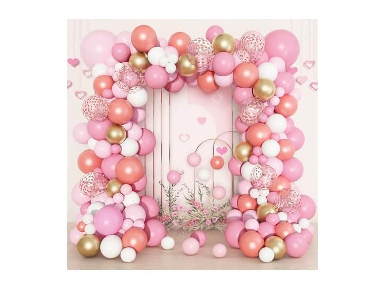 140Pcs Rose Gold Pink Balloons Garland Arch Kit - Image 1