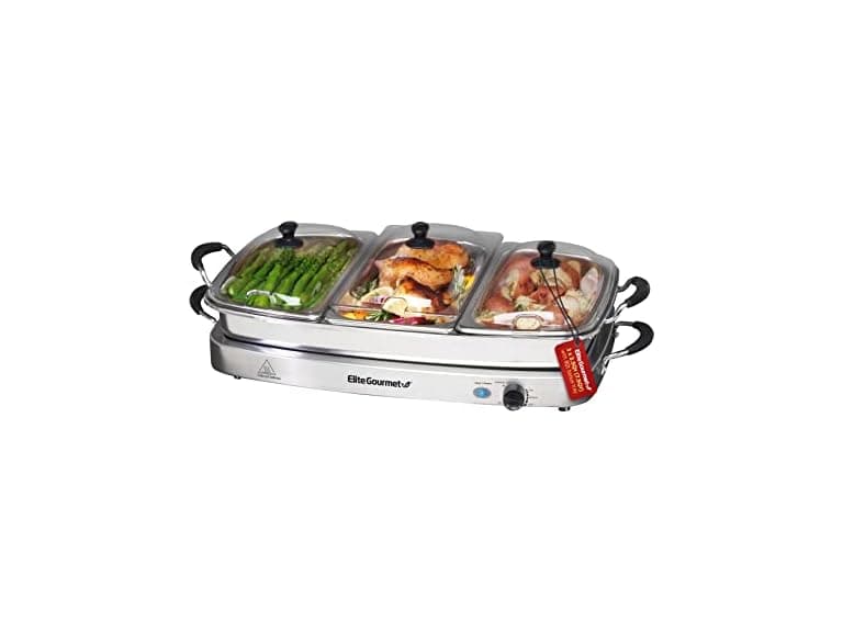 Elite Gourmet Triple 3 x 2.5 Quart Trays Buffet Server 7.5 Qt - Image 1