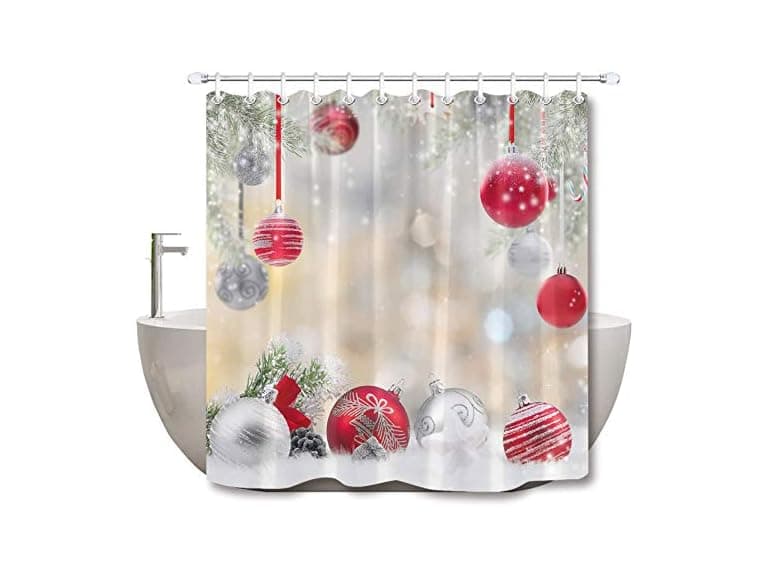 LB Christmas Shower Curtains for Bathroom Christmas Ball - Image 1