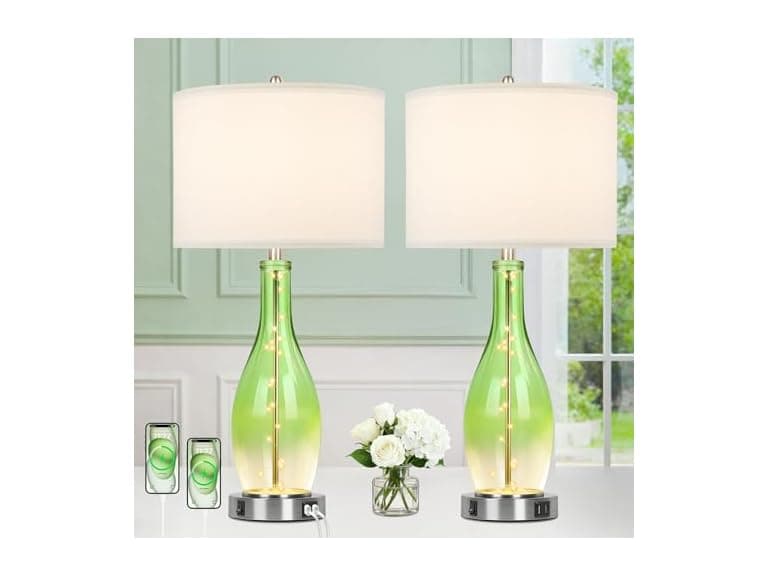 BesLowe Tall Glass Table Lamps Set of 2 - Image 1