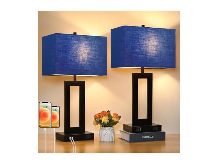 TOBUSA Set of 2 Touch Control Table Lamps with 2 USB Ports - Image 1