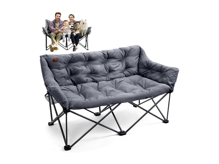 EVER ADVANCED Light Grey Double Camping Chair - Image 1