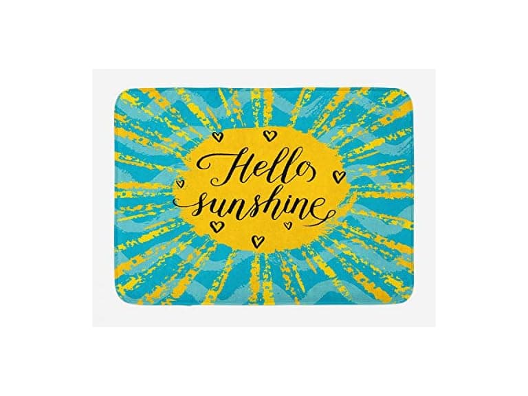 Ambesonne Hello Sunshine Bath Mat, Sun Motif - Image 1