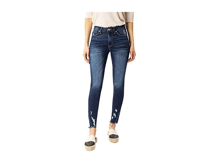 Kan Can Women (25) Mid Rise Frayed Hem Ankle Jeans - Image 1