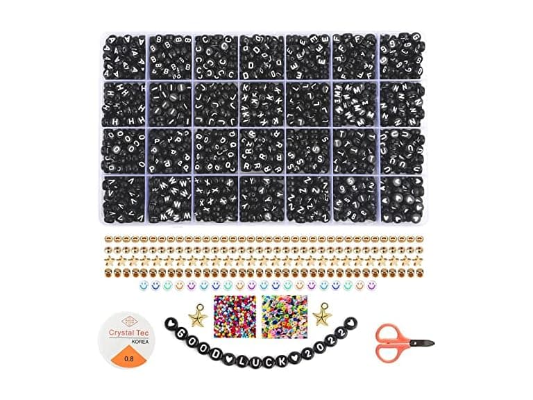 PlusWin 1400pcs Acrylic Color Numbers White Round Number Beads - Image 1