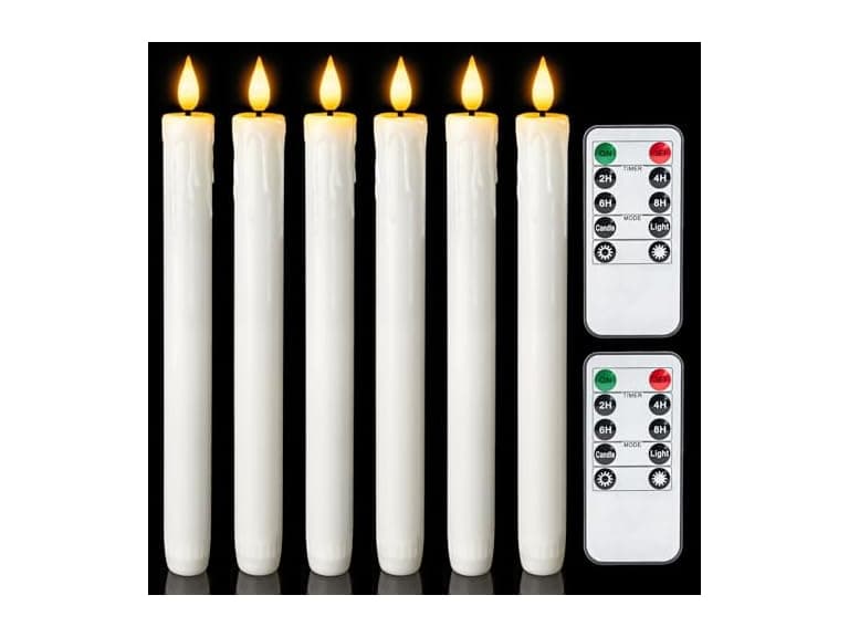 Homemory Real Wax LED Flameless Taper Candles with Timer - Image 1