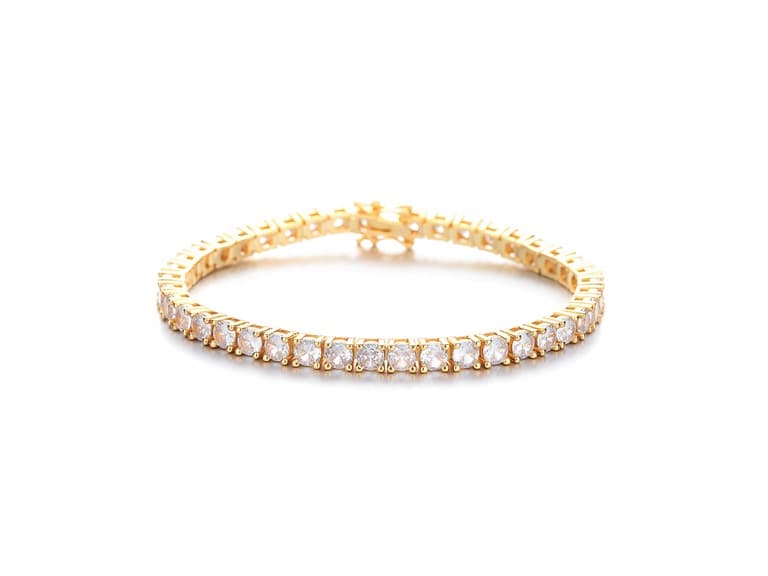 Gold Simulated Diamond Tennis Bracelet - Image 1