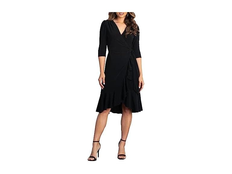 Kiyonna Women (XS) Whimsy Ruffled Midi Wrap Dress - Image 1