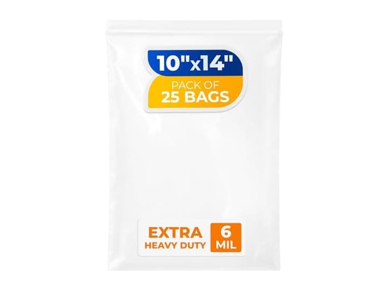10" x 14" Reclosable Plastic Zip Bags, Pack of 25 - Image 1