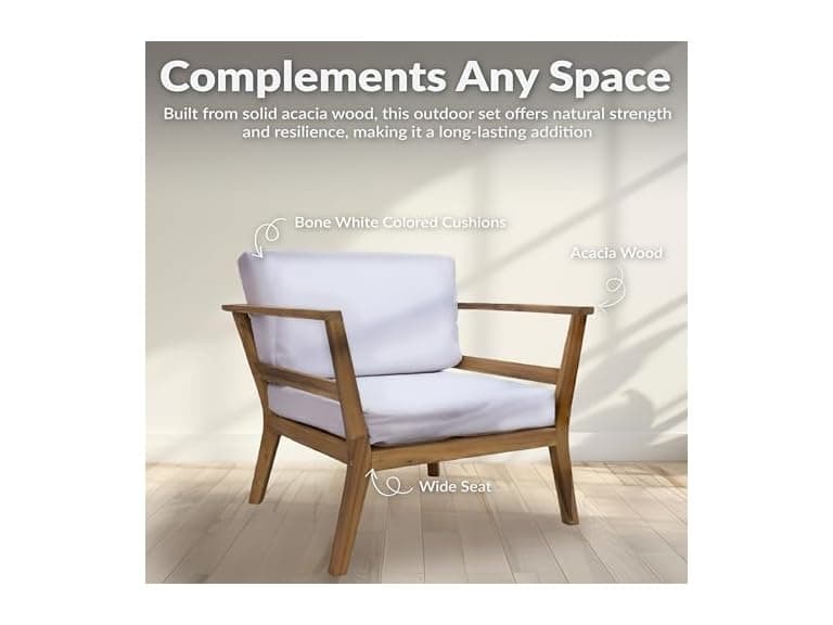 Sunnydaze Decor Acacia Patio Armchair Brown - Image 1