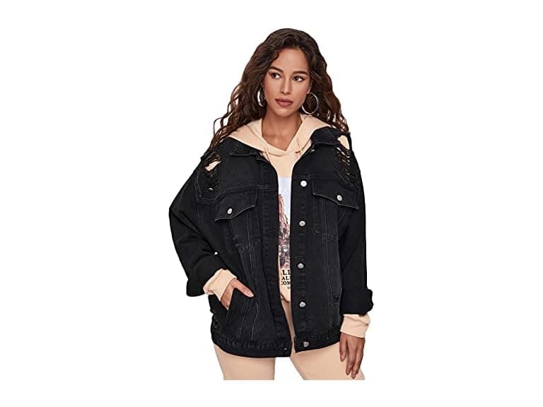 Floerns Women (M) Ripped Casual Long Sleeve Jacket - Image 1