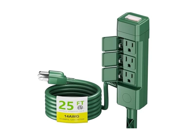 BN-LINK 25ft Outdoor Ext Cord 14/3 SJTW Waterproof w/Power Stake - Image 1