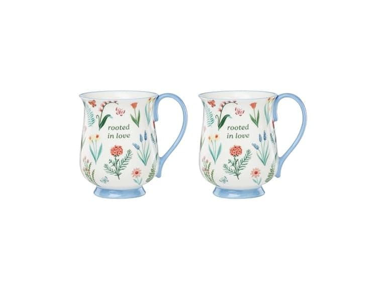 Oneida Coffee Mug Set, First Blooms Blue Mugs 2 Pieces - Image 1