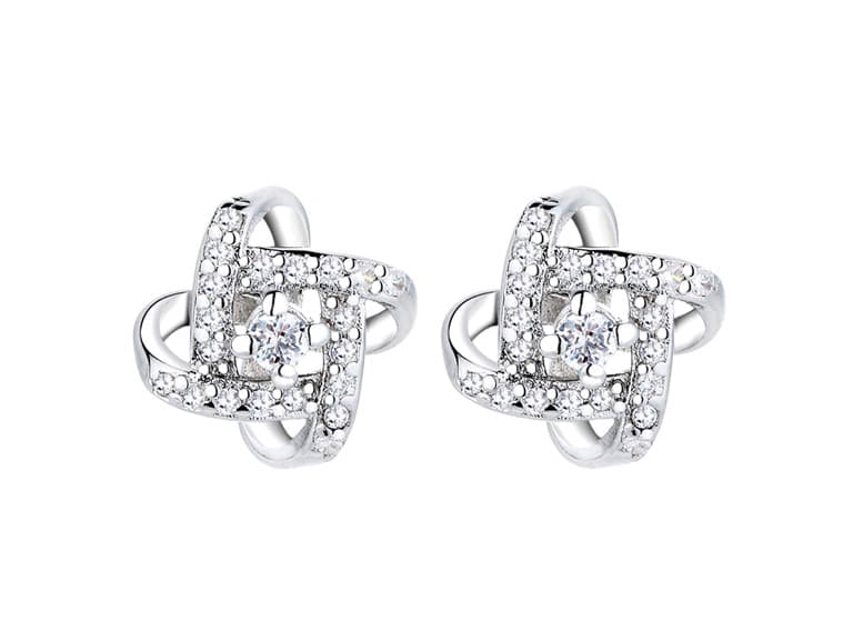 Sterling Silver Love Knot Stud Earrings - Image 1