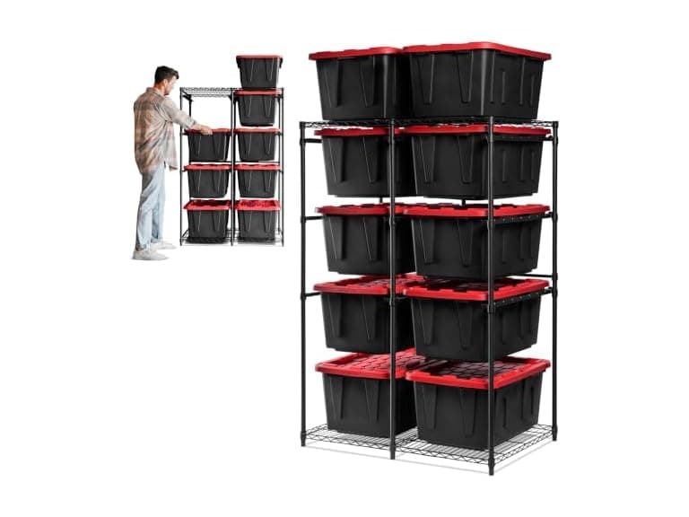 CleverMade Double Tote Tower 10-Bin Organizer Rack - Image 1