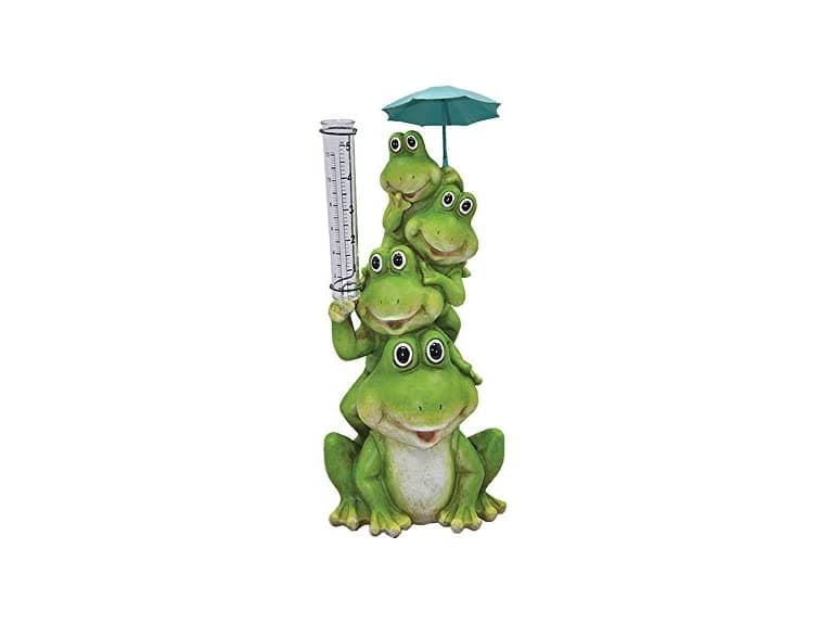Santa's Workshop Inc. 14" Resin Frog Rain Gauge - Image 1