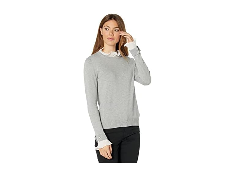 CeCe Mix Media Crew Neck MD Sweater - Image 1