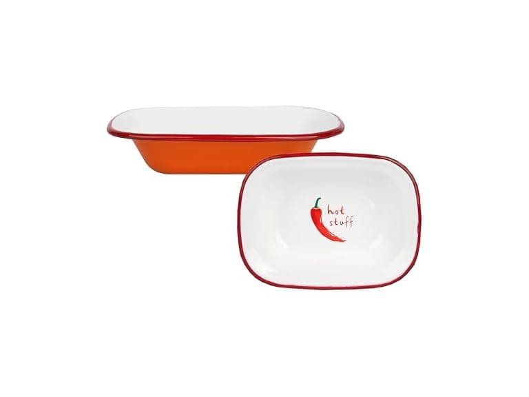 Talking Tables Enamelware Chilli Themed Orange Serving Dish - Image 1