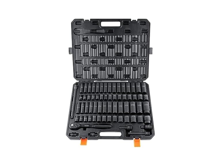 VEVOR 1/2" Drive Impact 65 Piece Socket Set SAE & Metric - Image 1