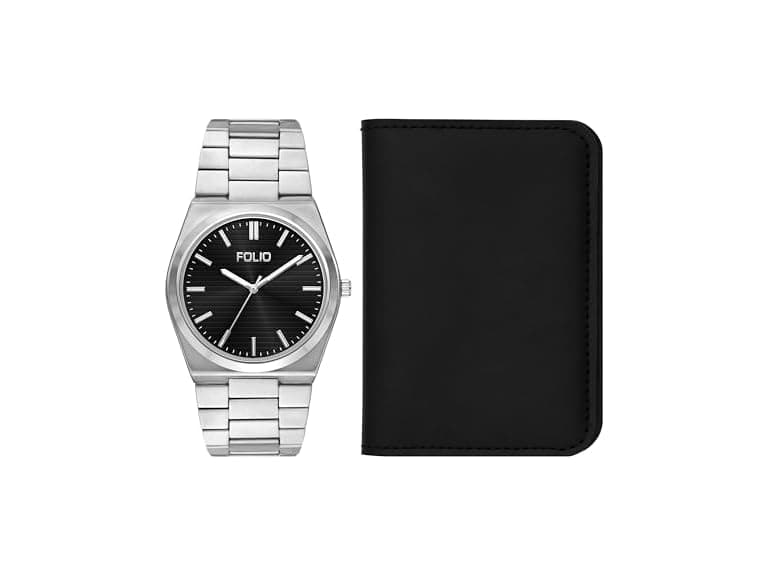 Folio Men Three-Hand Silver-Tone (Model: Watch - Image 1
