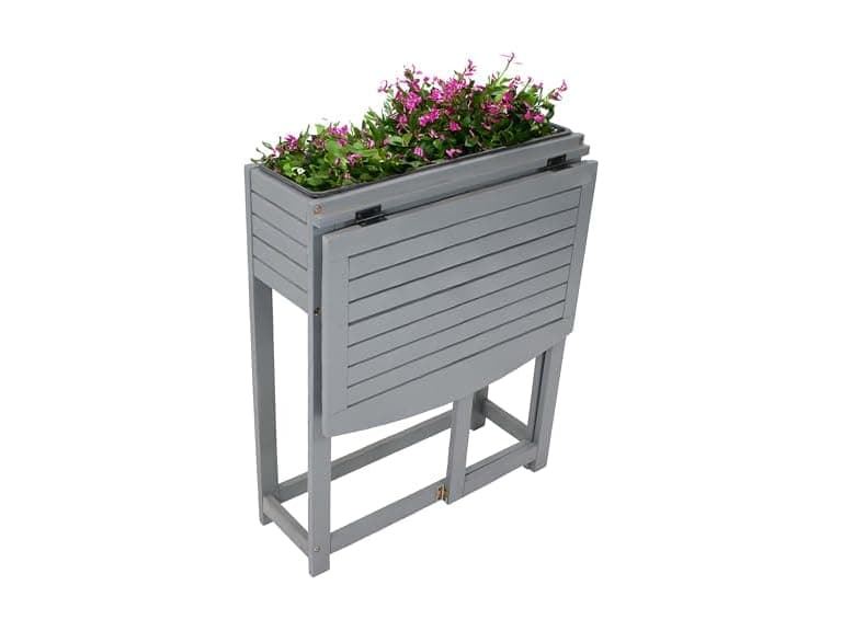 Sunnydaze NPH-458 Acacia Table with Planter - Gray - Image 1