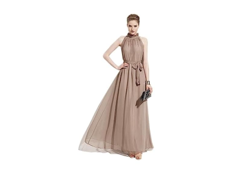 Vsvo Women (S) Halter Neck Sleeveless Maxi Dresses - Image 1