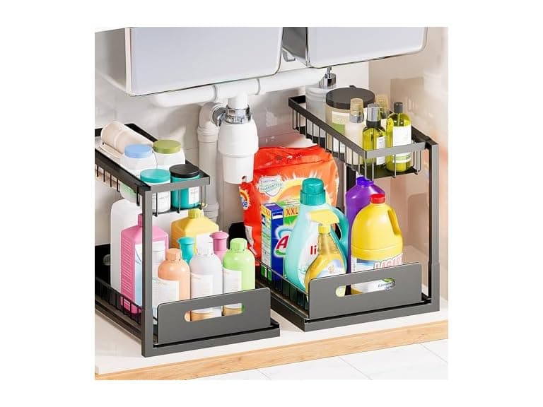 Under Sink Organizer and Storage 2 Pack Black - Image 1