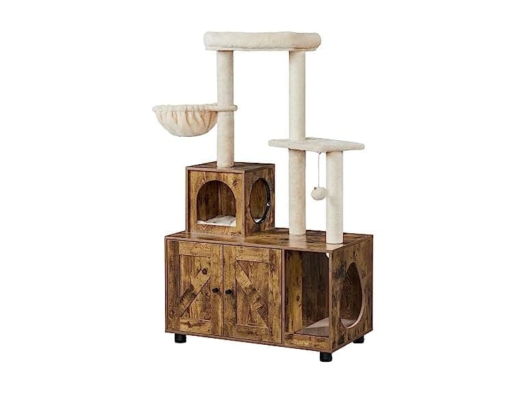 Yaheetech Litter Box Enclosure with Cat Tree, - Image 1