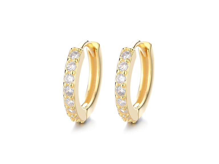 14K Gold Sterling Huggie Hoop Earring - Image 1