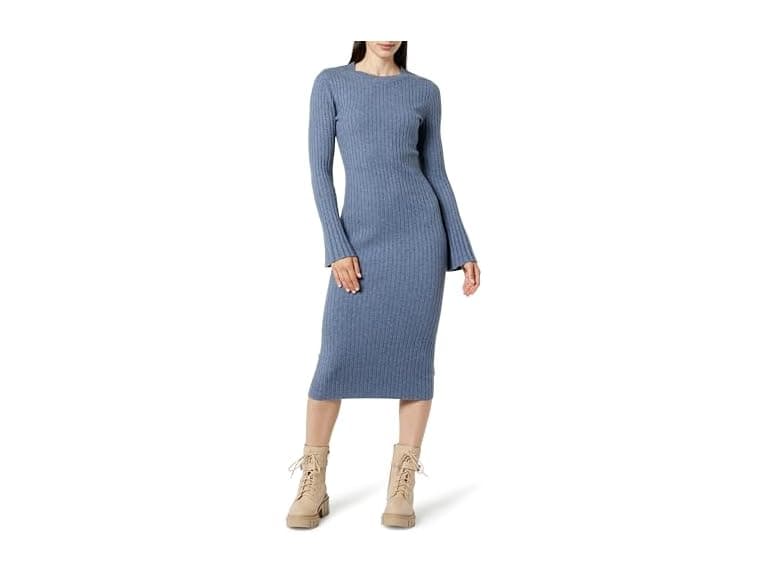 The Drop Fernanda Bell Sleeve Ribbed Dress (S) - Image 1