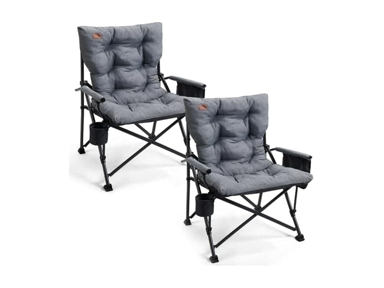 EVER ADVANCED Grey Padded Camping Chair 2 Pack - Image 1