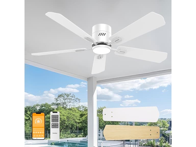 DAMINY 52In 5 Blades White Ceiling Fan - Image 1