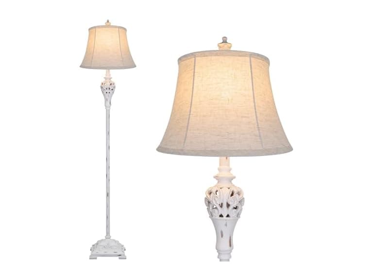 BesLowe Vintage Distressed White Floor Lamp - Image 1