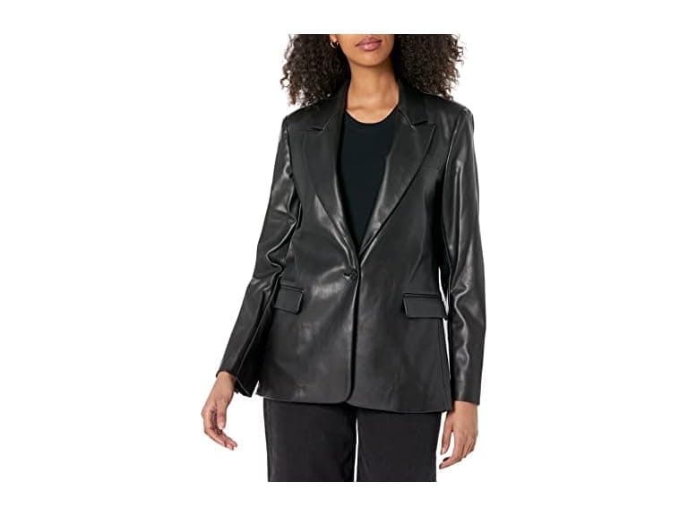 The Drop Women Anouk Faux-leather Long Blazer - Image 1
