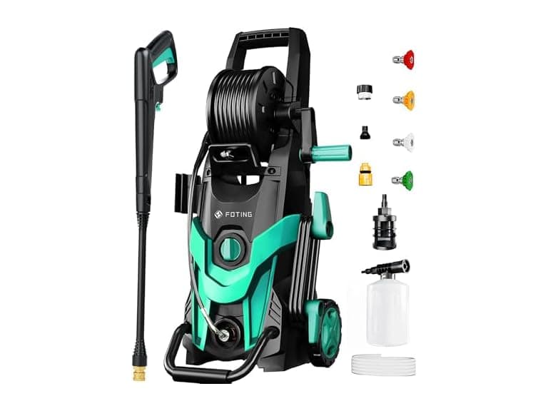 2026NEW Pressure Power Washer 4500PSI with 4 Quick Connect Nozzles, Inlet Hose & Filter, Foam Cannon for Cars/Fences/Driveways/Patios/Home Cleaning, Navy Blue (Open Box) - Image 1