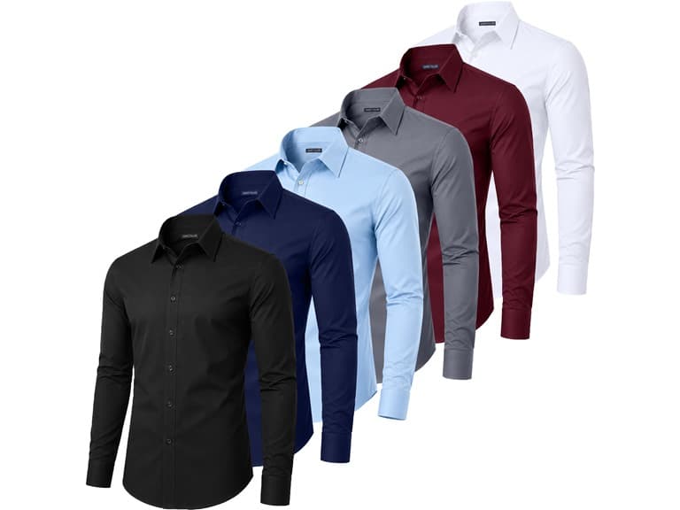 5Pk Mens L/S Stretch Dress Shirt - Image 1