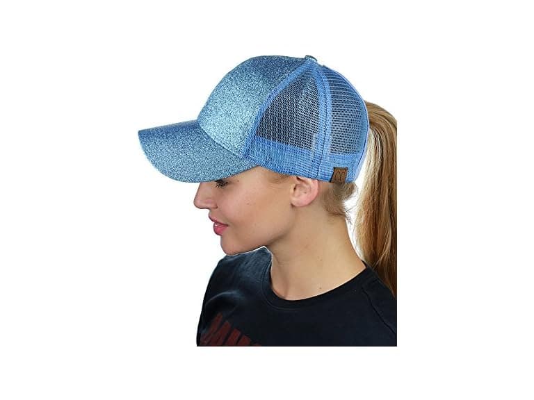 C.C CC Glitter Messy Bun Pony Cap Teen Hats - Image 1