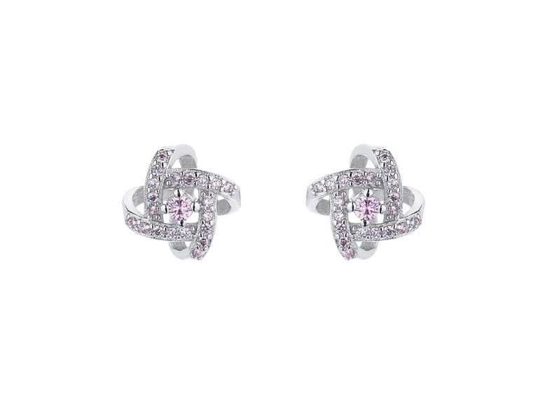 Sterling Silver Pink Knot Stud Earrings - Image 1