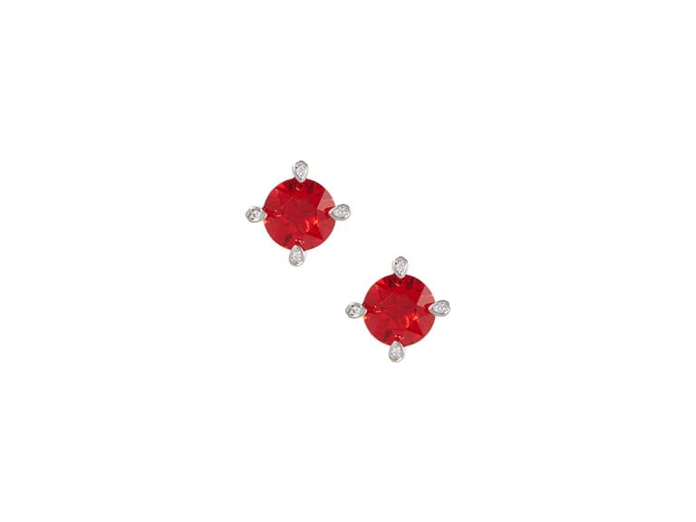 14k White Gold Plated Ruby Studs - Image 1