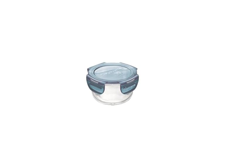 6.25 oz. Round Glass Food Storage Container, Gray Lid, Set of 12 - Image 1