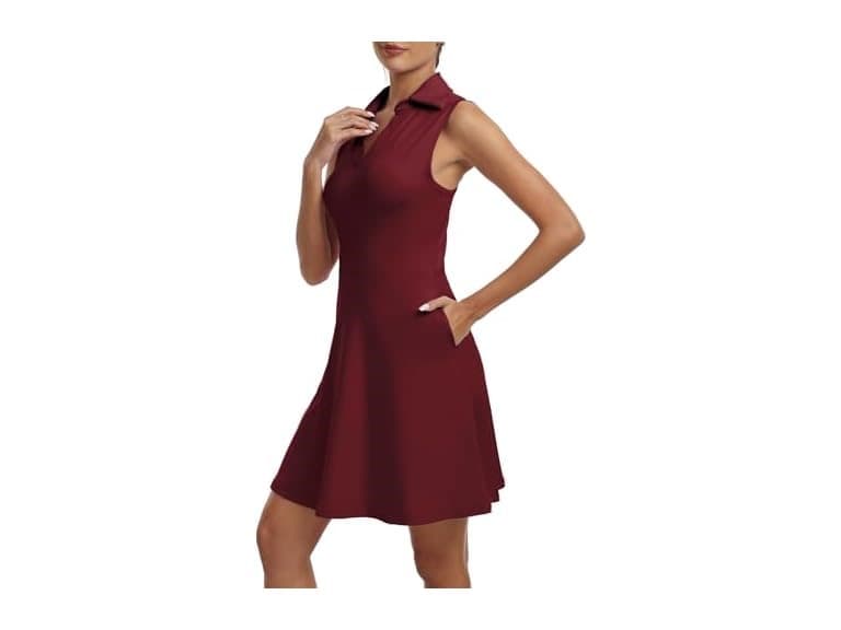 Fkeep Women Golf Tennis Dress V-Neck Pocket Shorts - Image 1