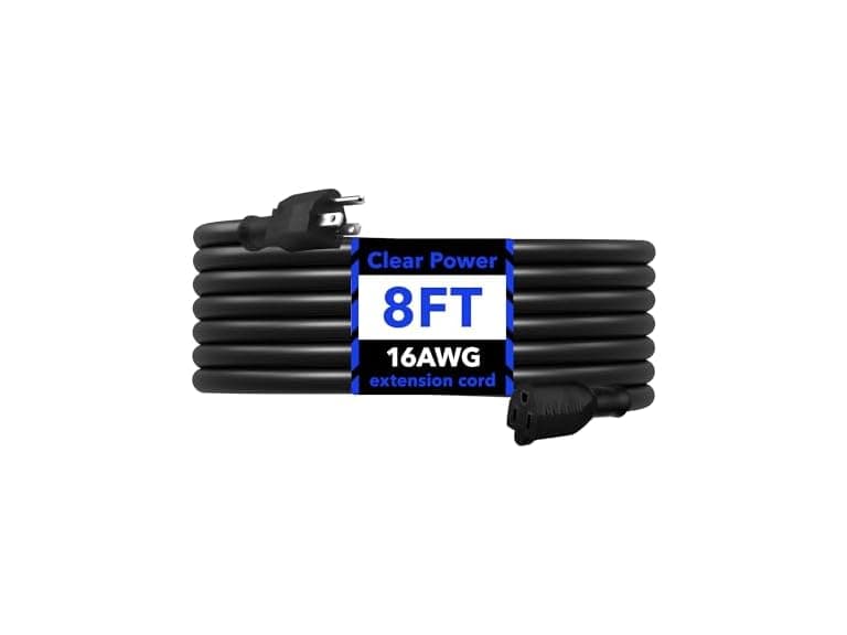 Clear Power 8 ft Extension Cord - 16/3 SJTW - Image 1