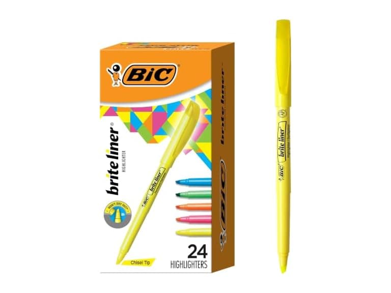 BIC Brite Liner Highlighter Set, Chisel Tip, - Image 1