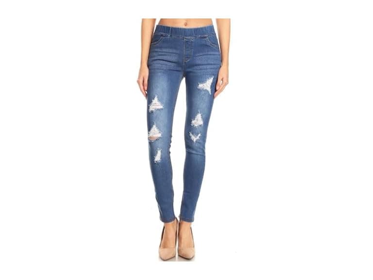 Jvini Women (3XL) Pull-On Ripped Stretch Jeggings - Image 1