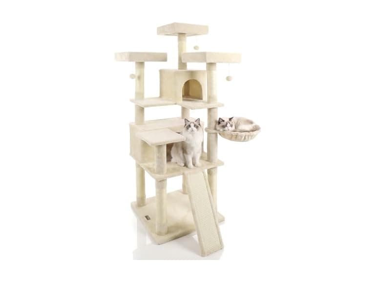DORTALA Multi-Level Cat Tree, 65" Tall Cat Tower Beige - Image 1