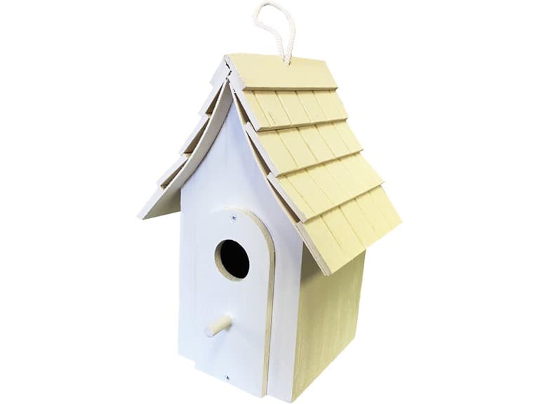 Matte White 9" Cottage Birdhouse - Image 1
